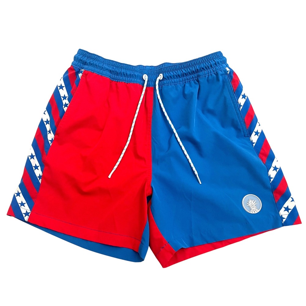 Chubbies American Flag Board Shorts Medium Red White Blue Swim Trunks 5" Inseam